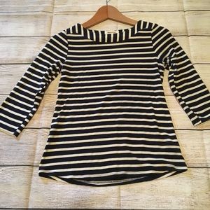 Monteau Navy and White Striped 3/4 Length Shirt
